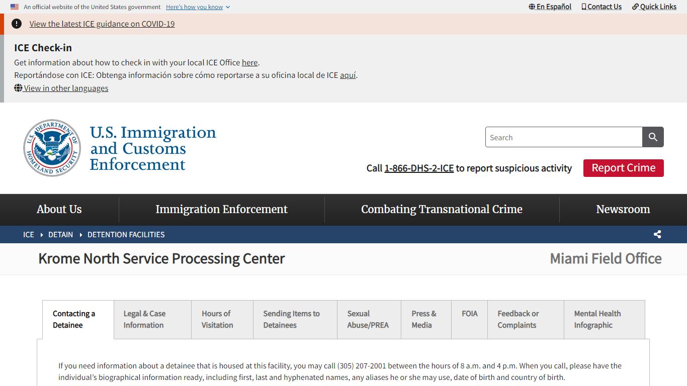 Krome North Service Processing Center | ICE