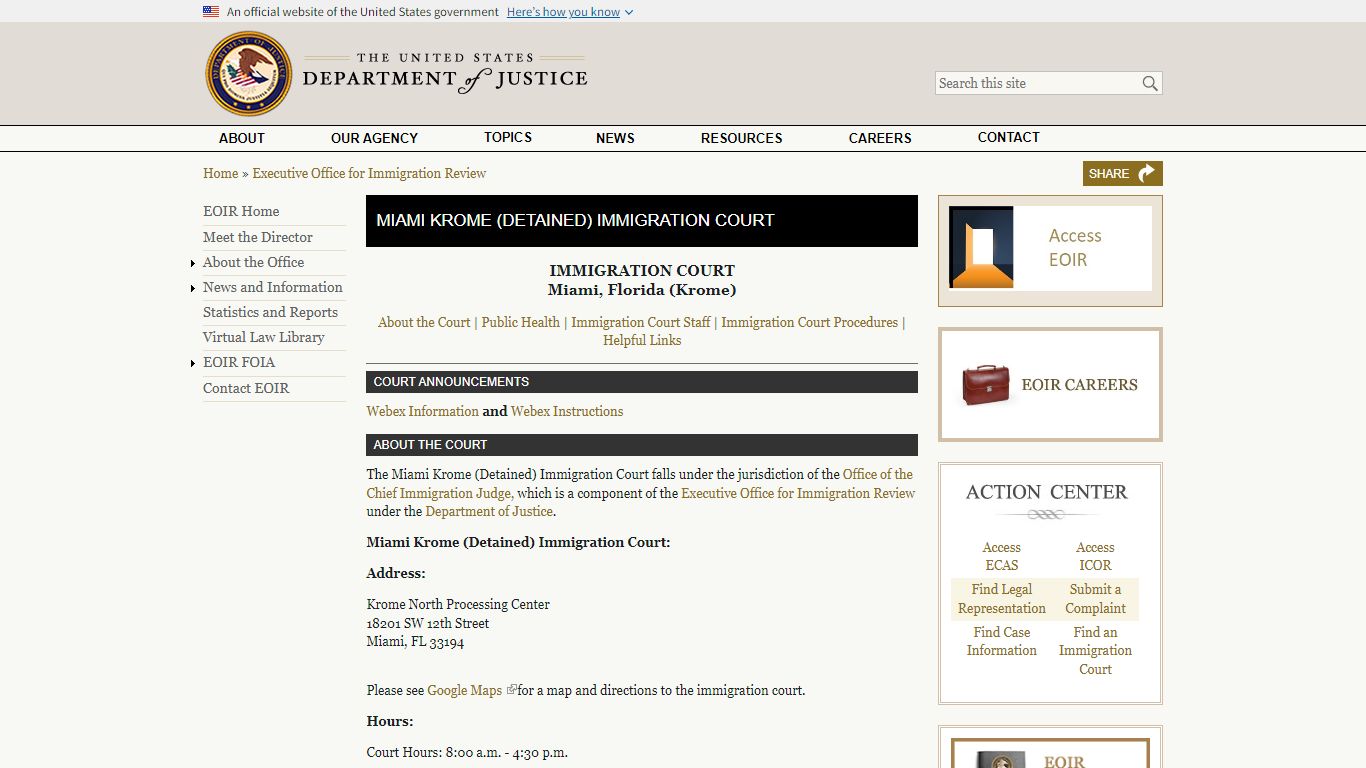 Miami Krome (Detained) Immigration Court